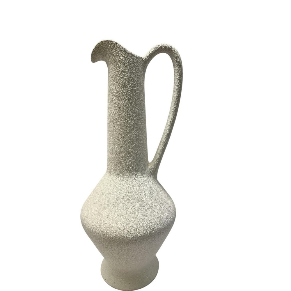 Royal Haeger 456 Ewer Pitcher Vase 18" Texture White Aqua Turquoise  MCM VTG #2